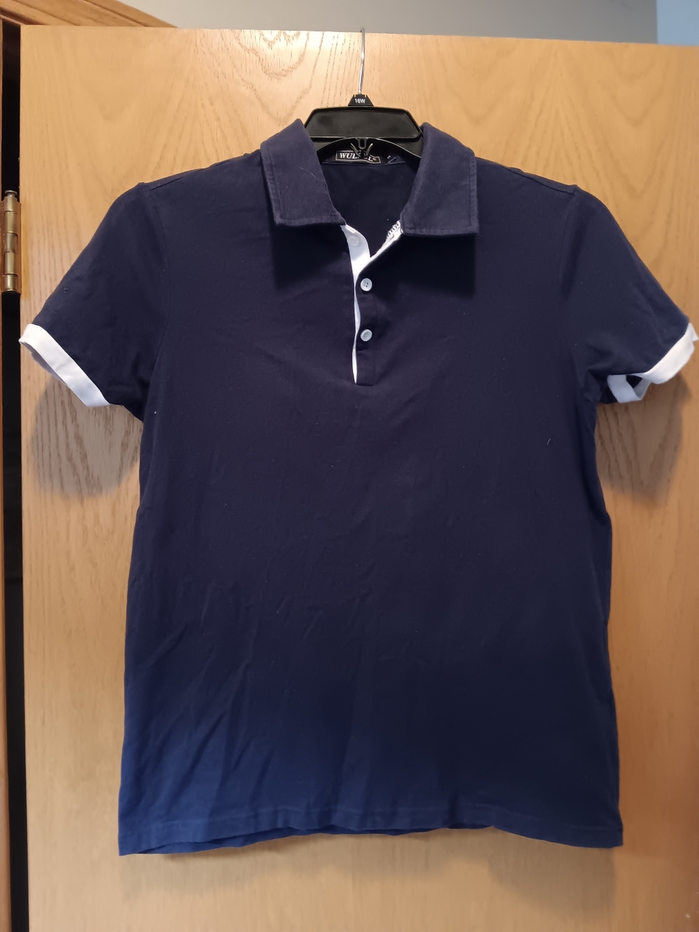 Mens Size Small, Wulful Navy Polo with White Trim - Short Sleeve